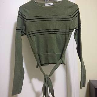 Zara cropped sweater with belt