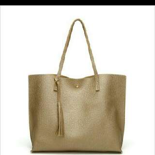 Free Pos Gold 2017 New pattern Korean Solid color PU High-capacity Lady bag