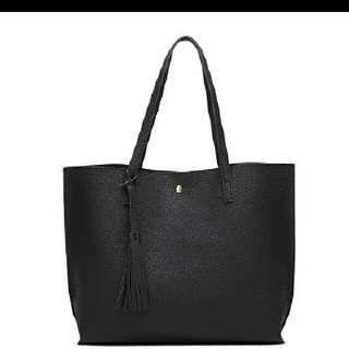 Free Pos Black New pattern Korean Solid color PU High-capacity Lady bag