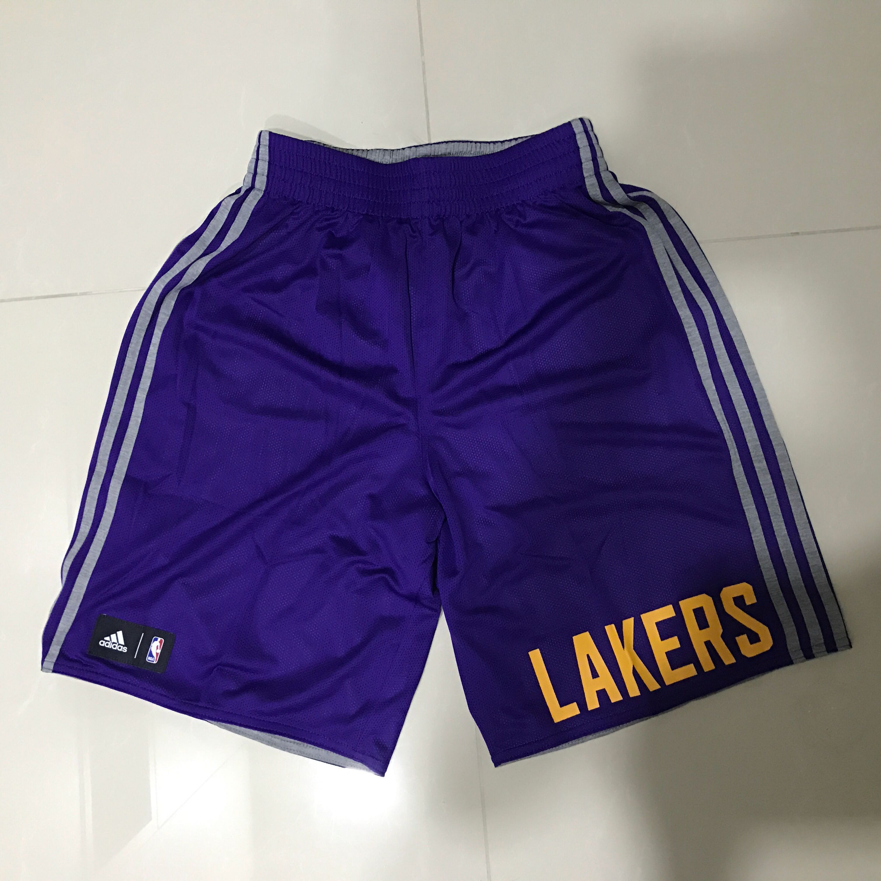 Authentic Bn Adidas Nba La Lakers Reversible Basketball Shorts Size M Sports Sports Apparel On Carousell