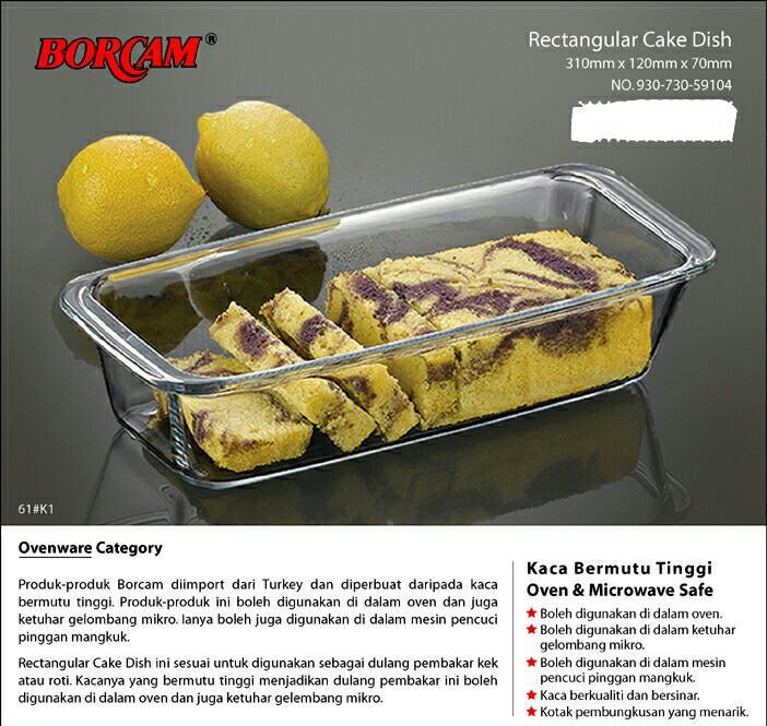Borcam Rectangular Cake Dish, Furniture & Home Living, Kitchenware ...