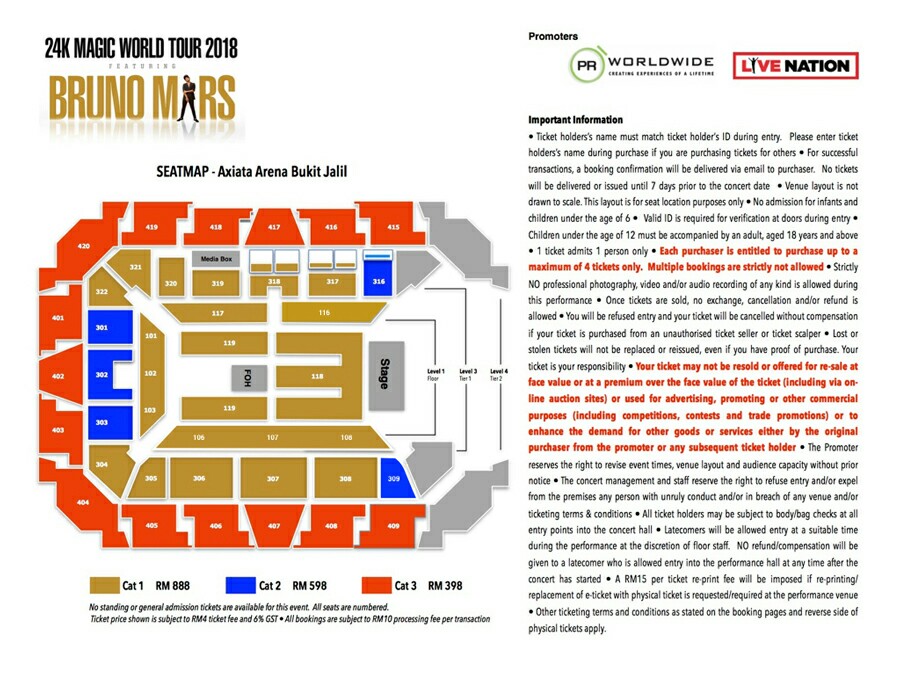 Bruno Mars 24k Concert Category 1 Seats 2 Tickets Tickets Vouchers Event Tickets On Carousell