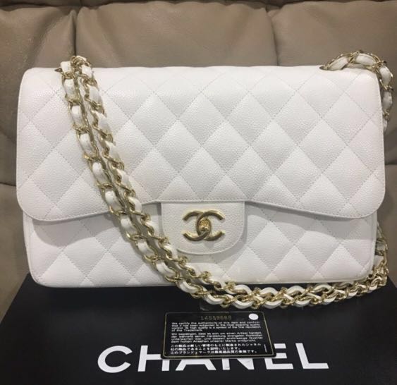 White chanel clearance jumbo caviar