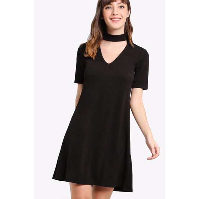 Dorothy Perkins Choker Detail Shift Dress In Black Women s Fashion Dresses Sets Dresses on Carousell