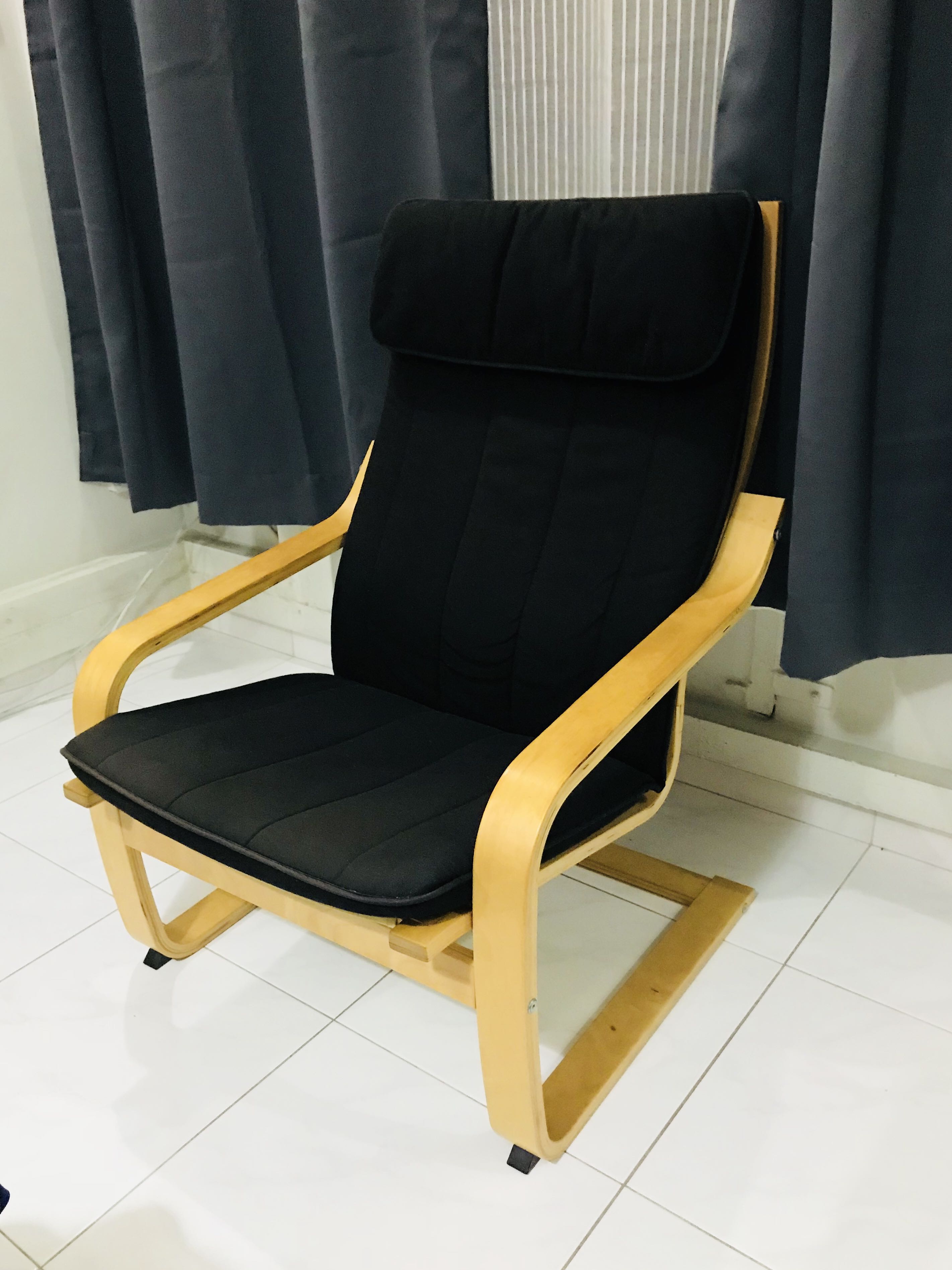 Poang Armchair Birch Veneer Lysed Grey Ikea Indonesia