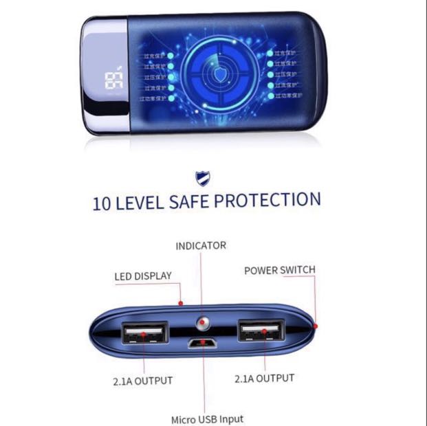 數碼Led顯示快速充電寶智能、10000mAh AI Led Lamp digital display fast Charge Power ...