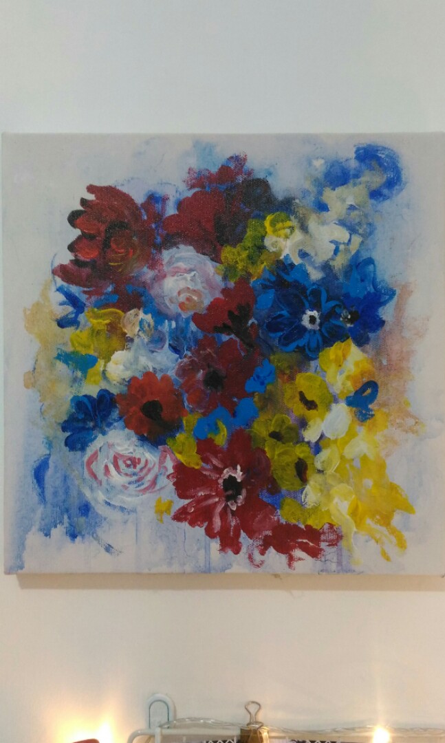 Lukisan Bunga Abstrak Desain Kerajinan Tangan Karya Seni Di Carousell