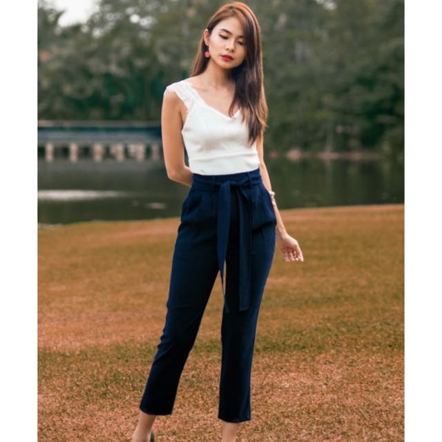 high waist ribbon pants