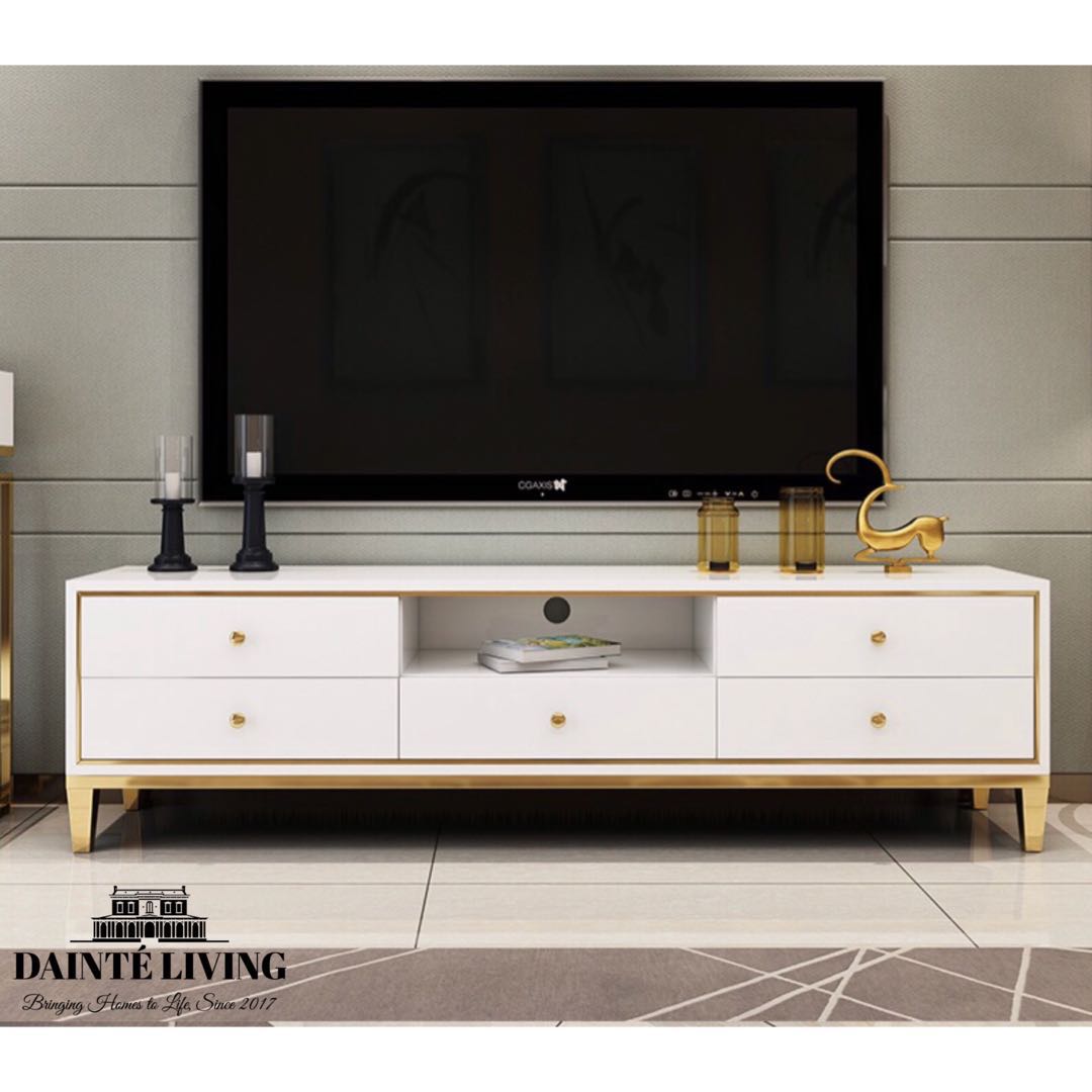 Modern Luxe Chrome Gold Tv Console Bespoke Furniture Home Living Furniture Tv Consoles On Carousell