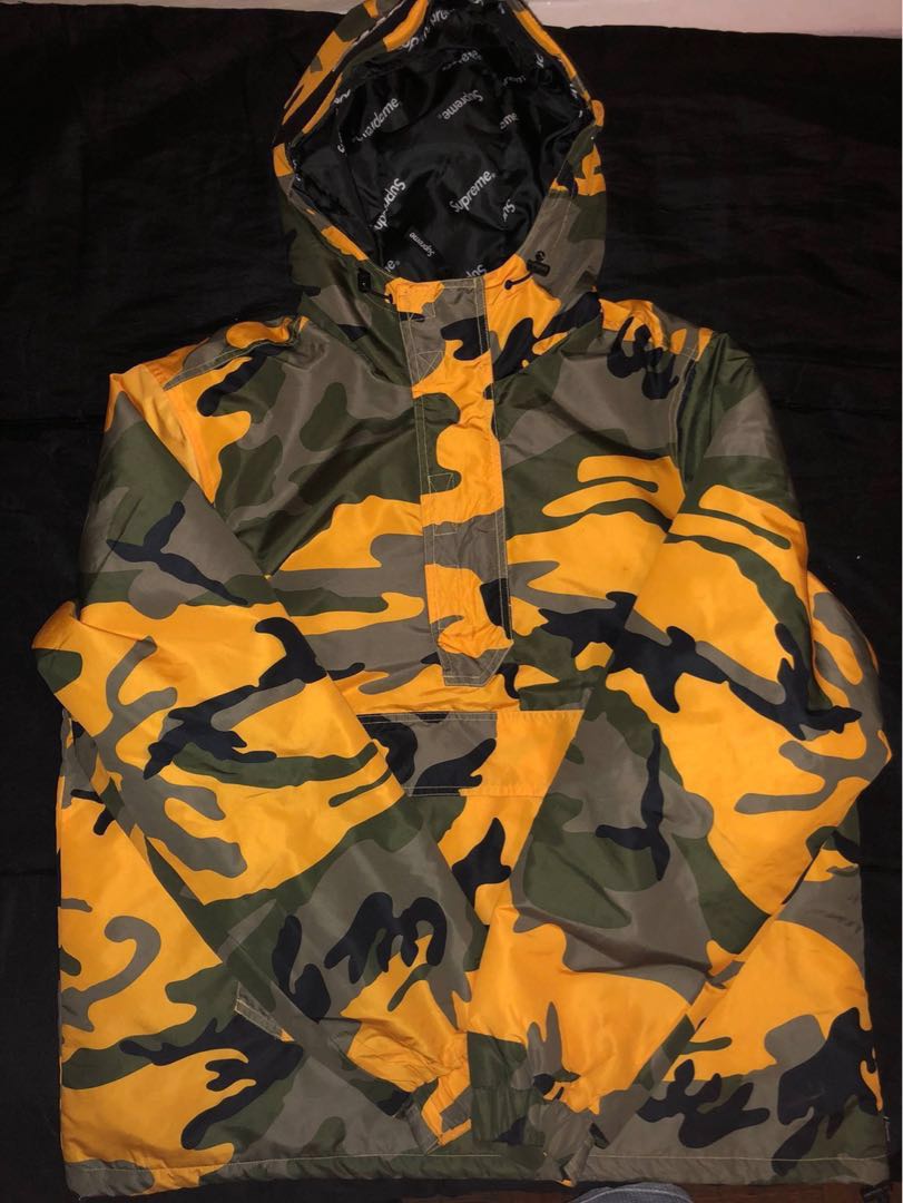 Supreme hooded logo half zip pullover clearance yellow camo