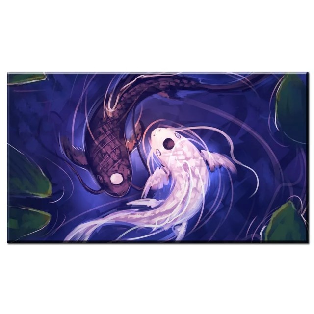 Yin And Yang Koi Fishes Oil Painting Design Craft Art Prints