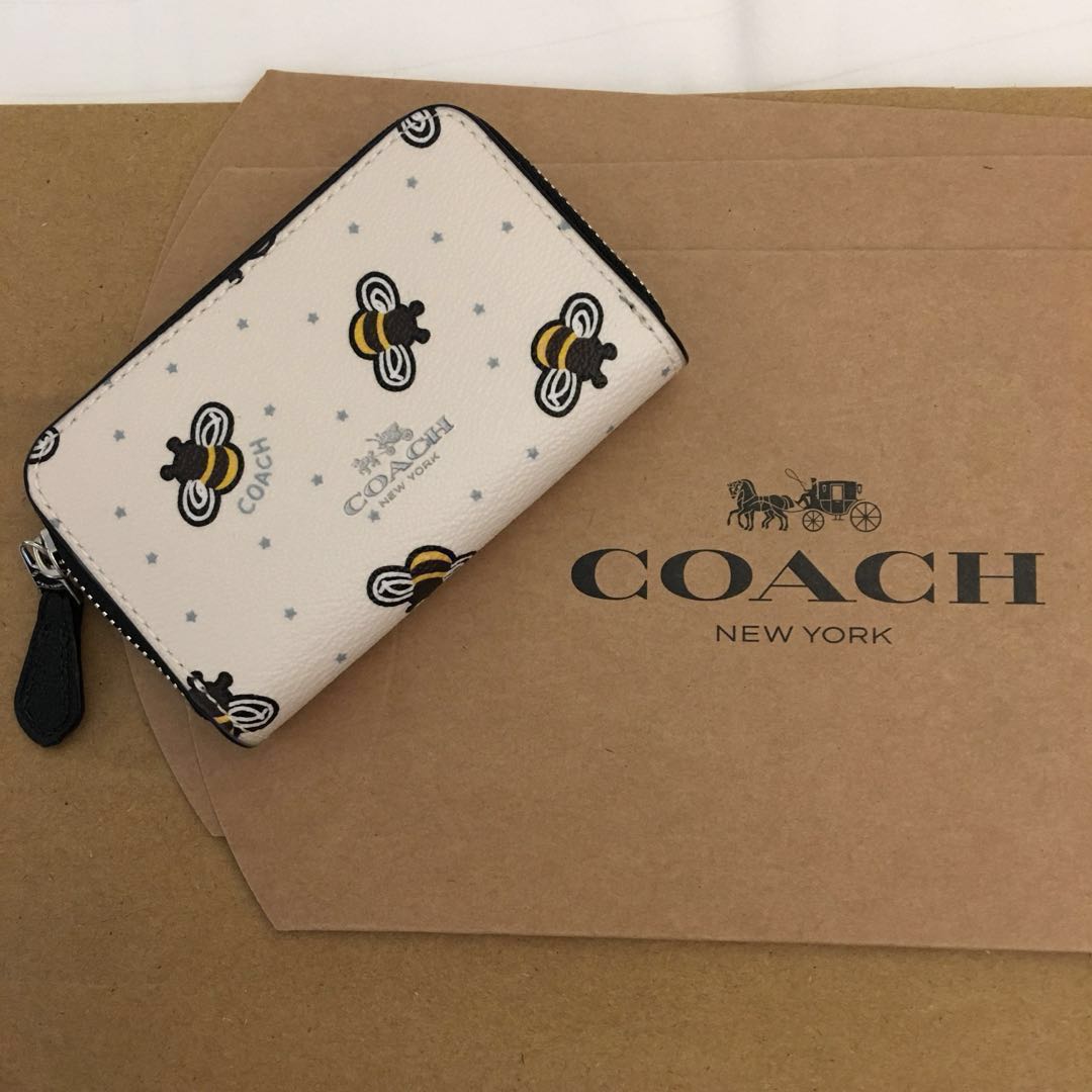 BNWT Bee Coach Zip Around Coin Case, Luxury, Bags & Wallets on Carousell