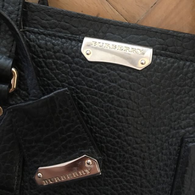 burberry black leather tote