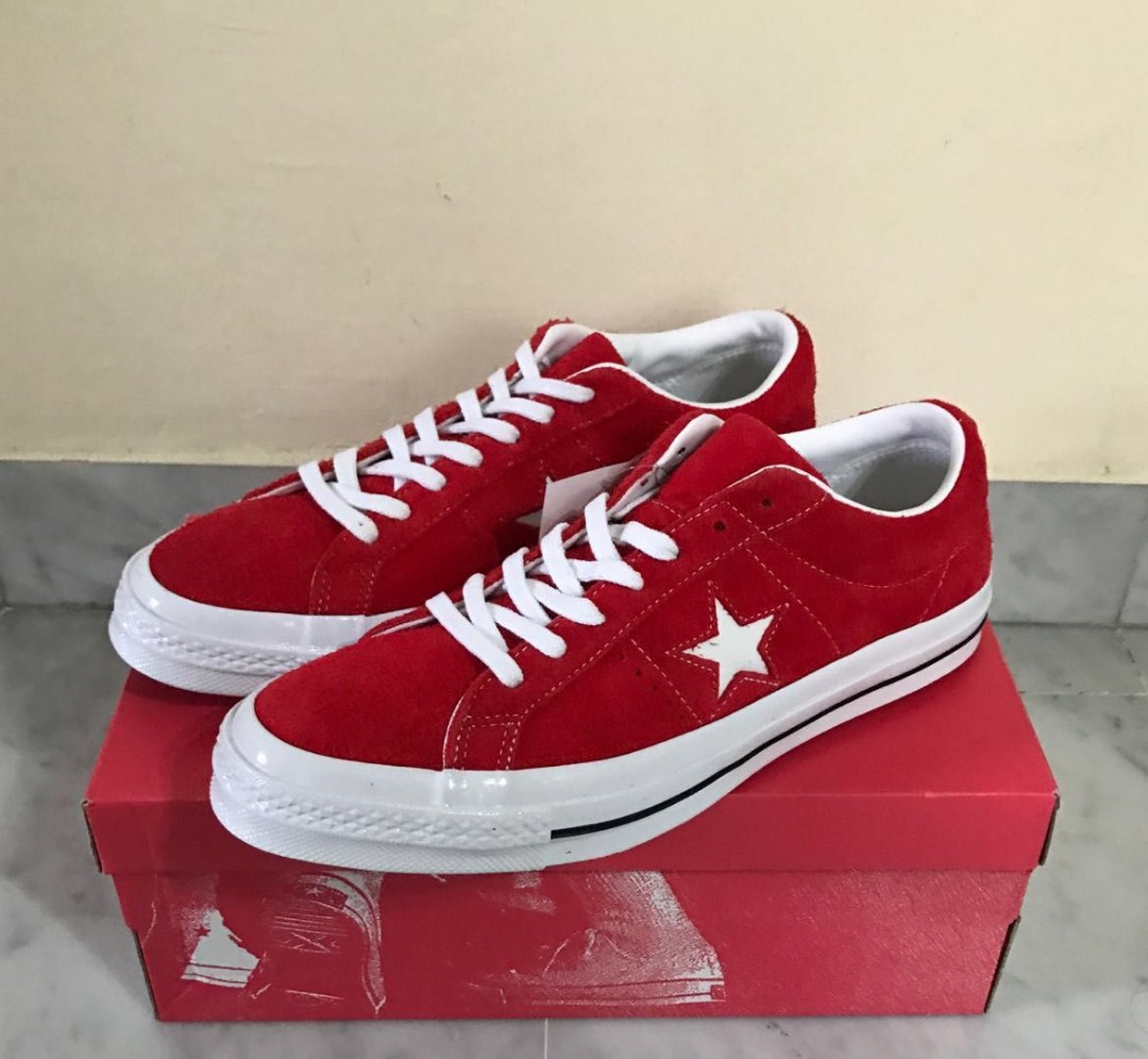 converse red suede one star
