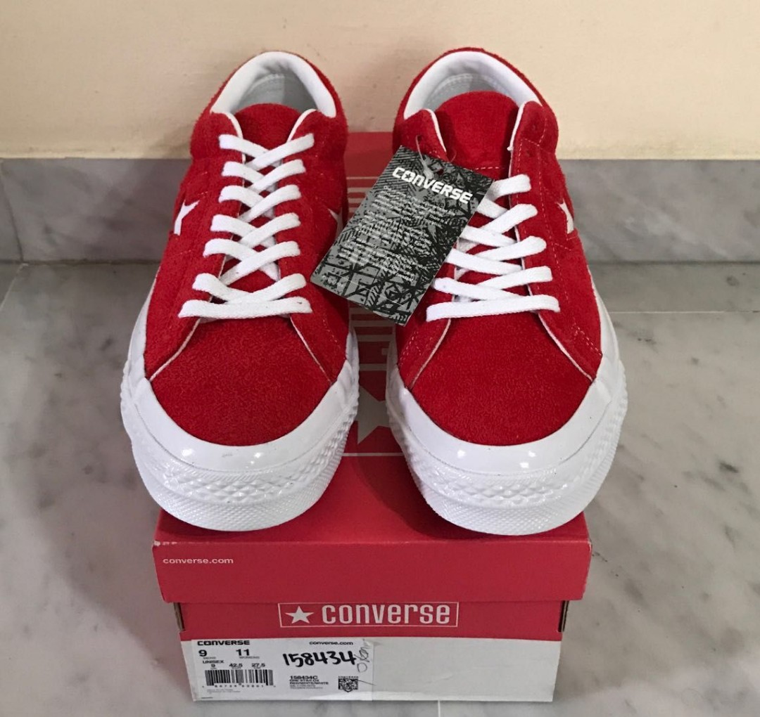 Red suede clearance one star converse