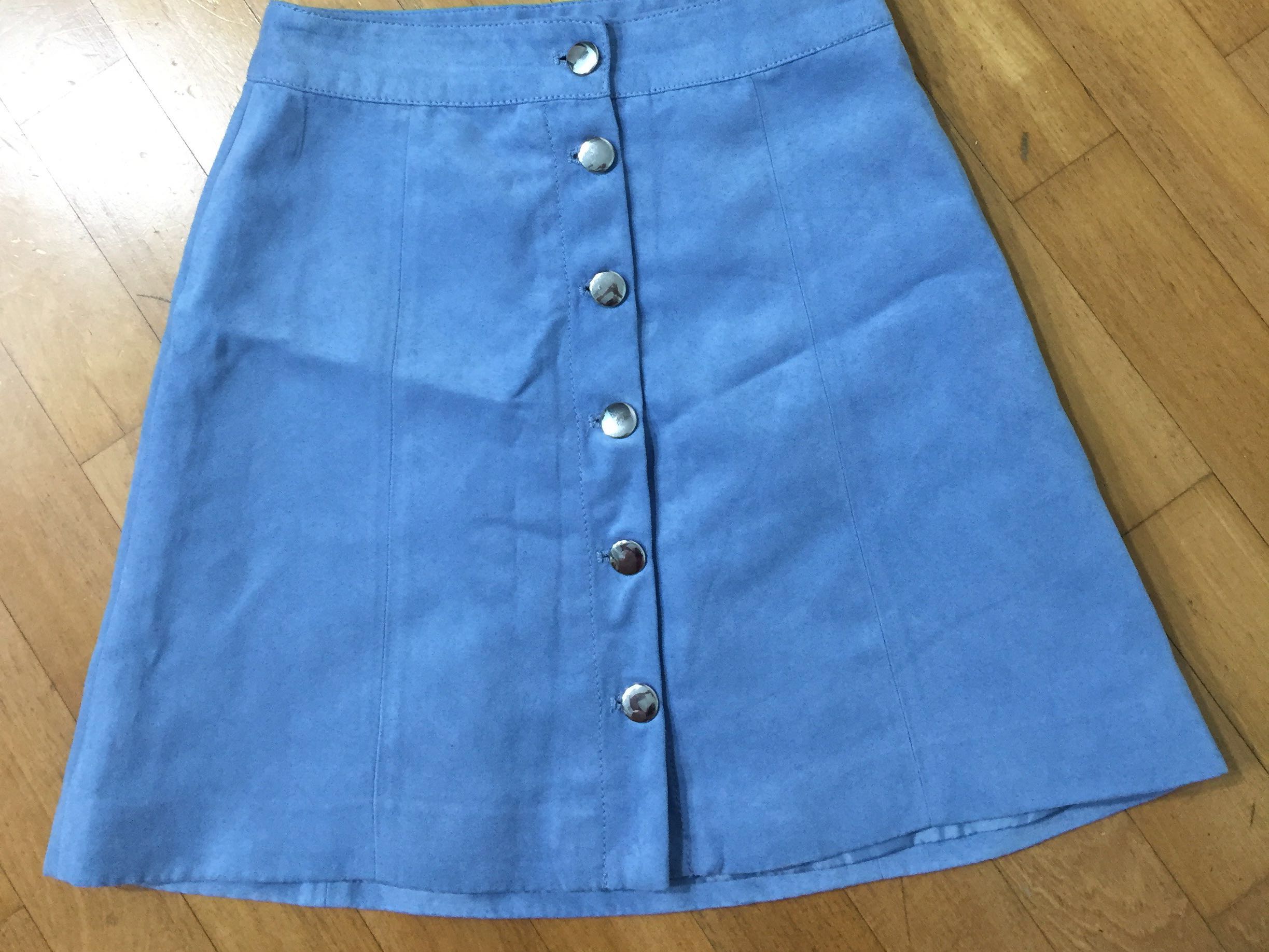 blue button up skirt