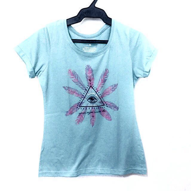 Pastel Mint Green Graphic Tee Shirt, Women's Fashion, Tops, Others Tops