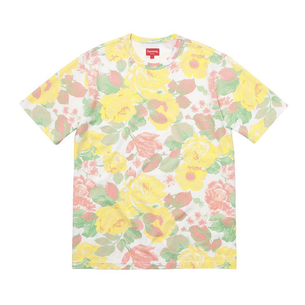 Supreme Flower Tee Yellow White Pink Green T Shirt Men S Fashion Tops Sets Tshirts Polo Shirts On Carousell