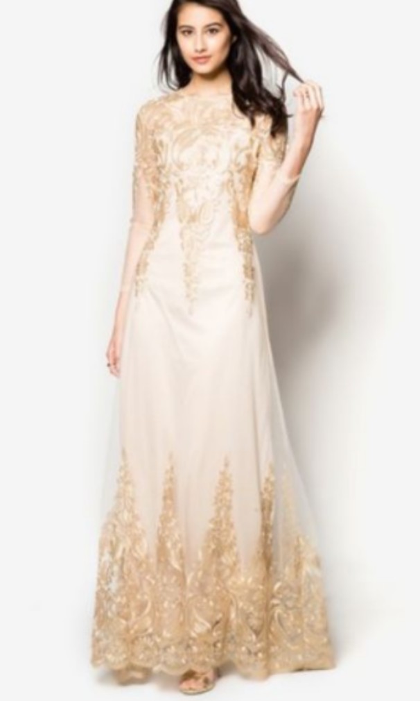 Zalora gold dress top