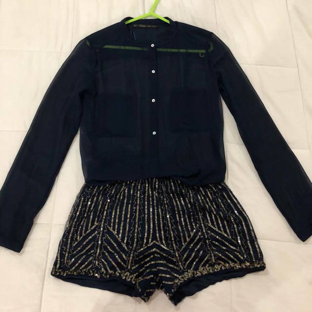 zara sequin romper