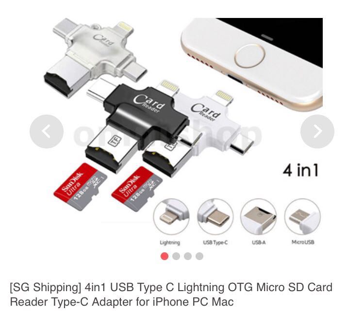 4 in 1 Micro SD card reader iPhone / Android, Mobile Phones & Gadgets