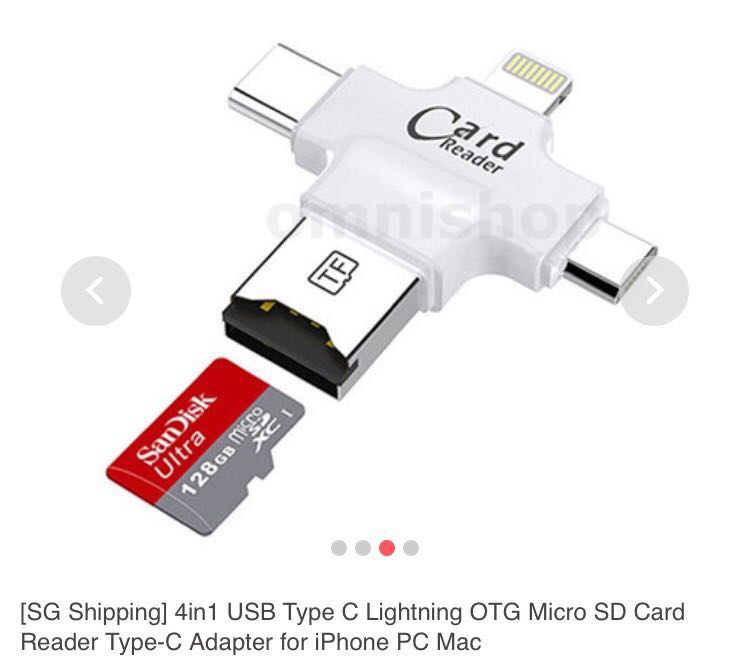 4 in 1 Micro SD card reader iPhone / Android, Mobile Phones & Gadgets