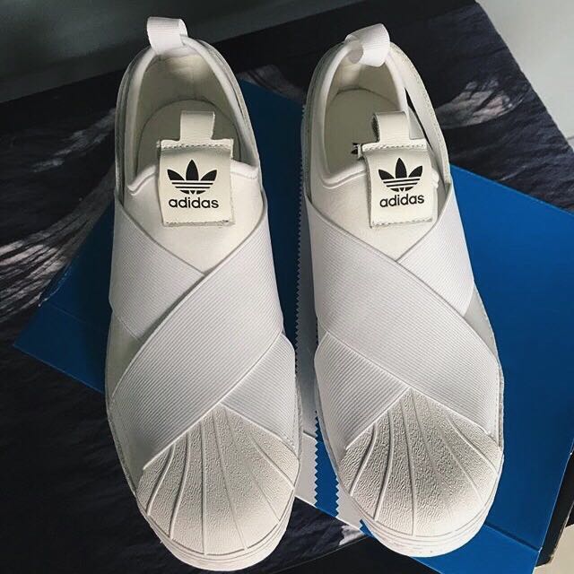 Adidas slip on white original deals