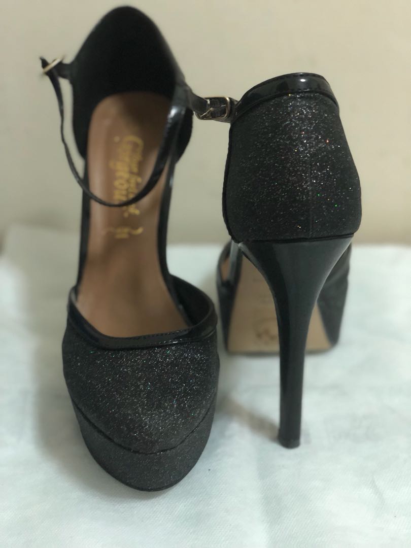 Black glitter new look heels, Women's 