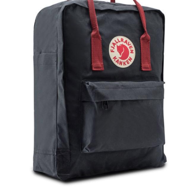 kanken classic black ox red