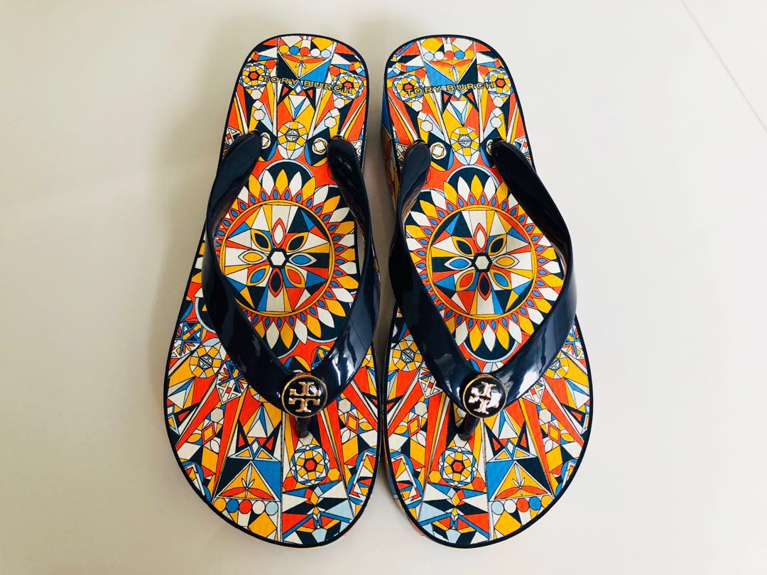 tory burch cutout wedge flip flops