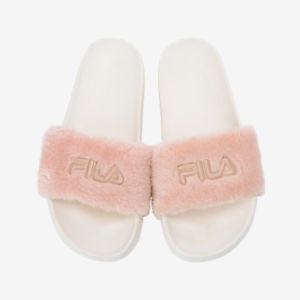 FILA Baby Pink Drifter Fur Slides Slip 
