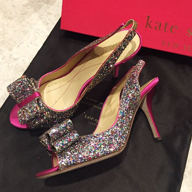 Kate Spade Sparkly Glitter Bow Heels 