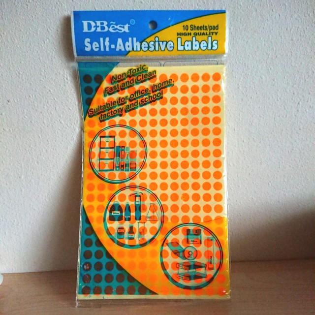 Neon Orange Self-adhesive labels round sticker, Hobbies ...