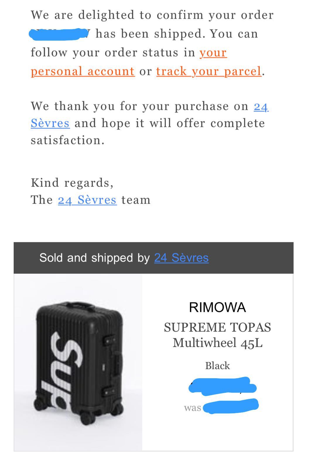 Supreme Supreme Rimowa Topas Multiwheel 45L Black NEW