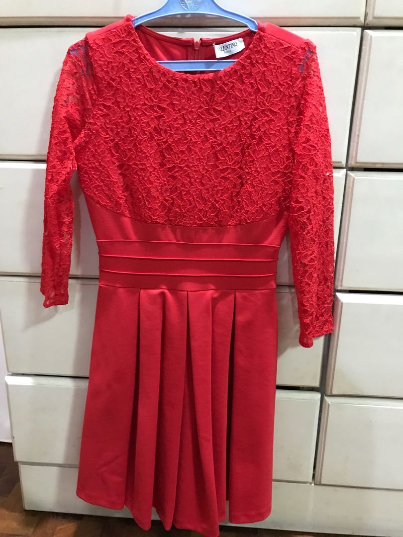 valentino red lace dress