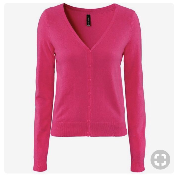 bright pink long cardigan