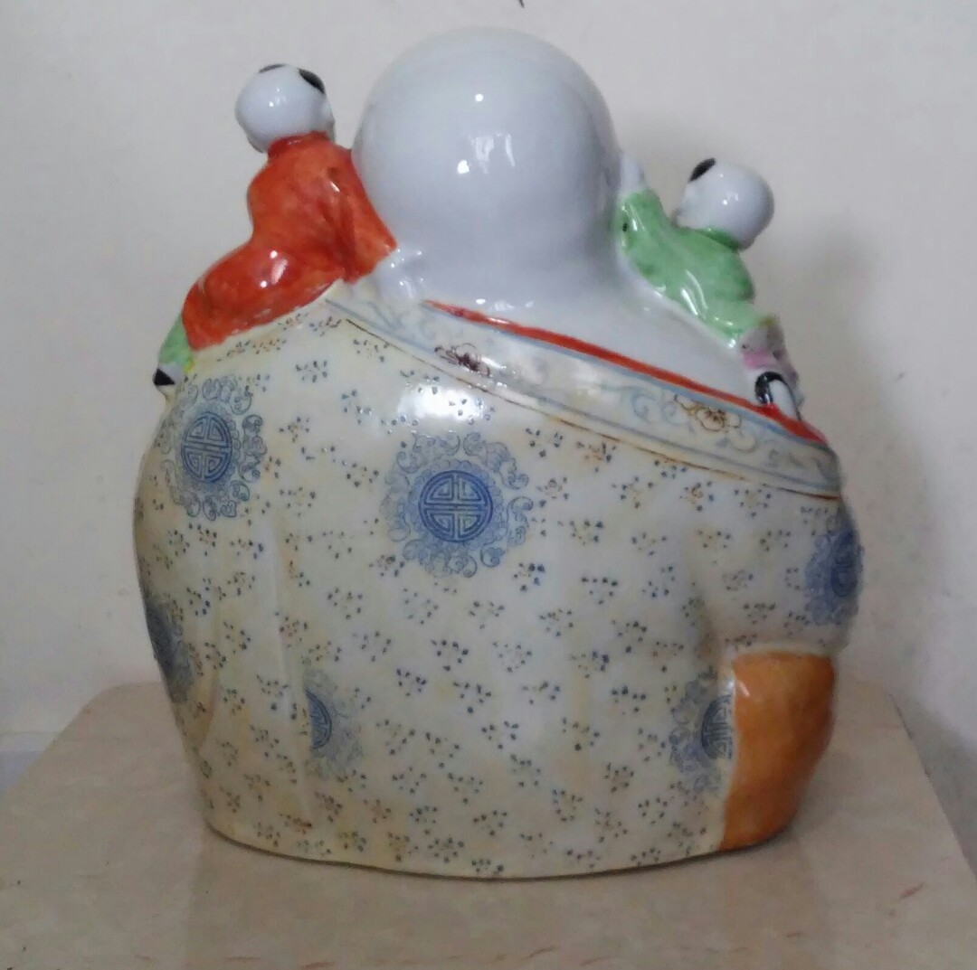 五子登科彌勒佛粉彩陶瓷像擺設(多仔佛), 傢俬＆家居, 家居裝飾, 時鐘