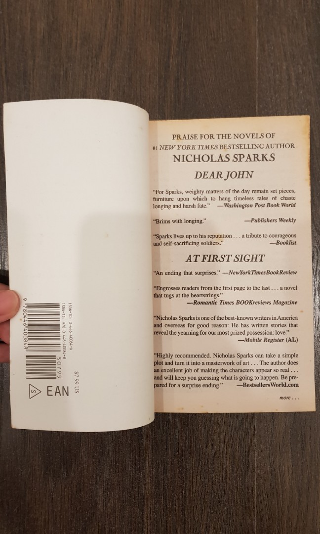 Dear John Nicholas Sparks Novel Books Stationery Books On Carousell