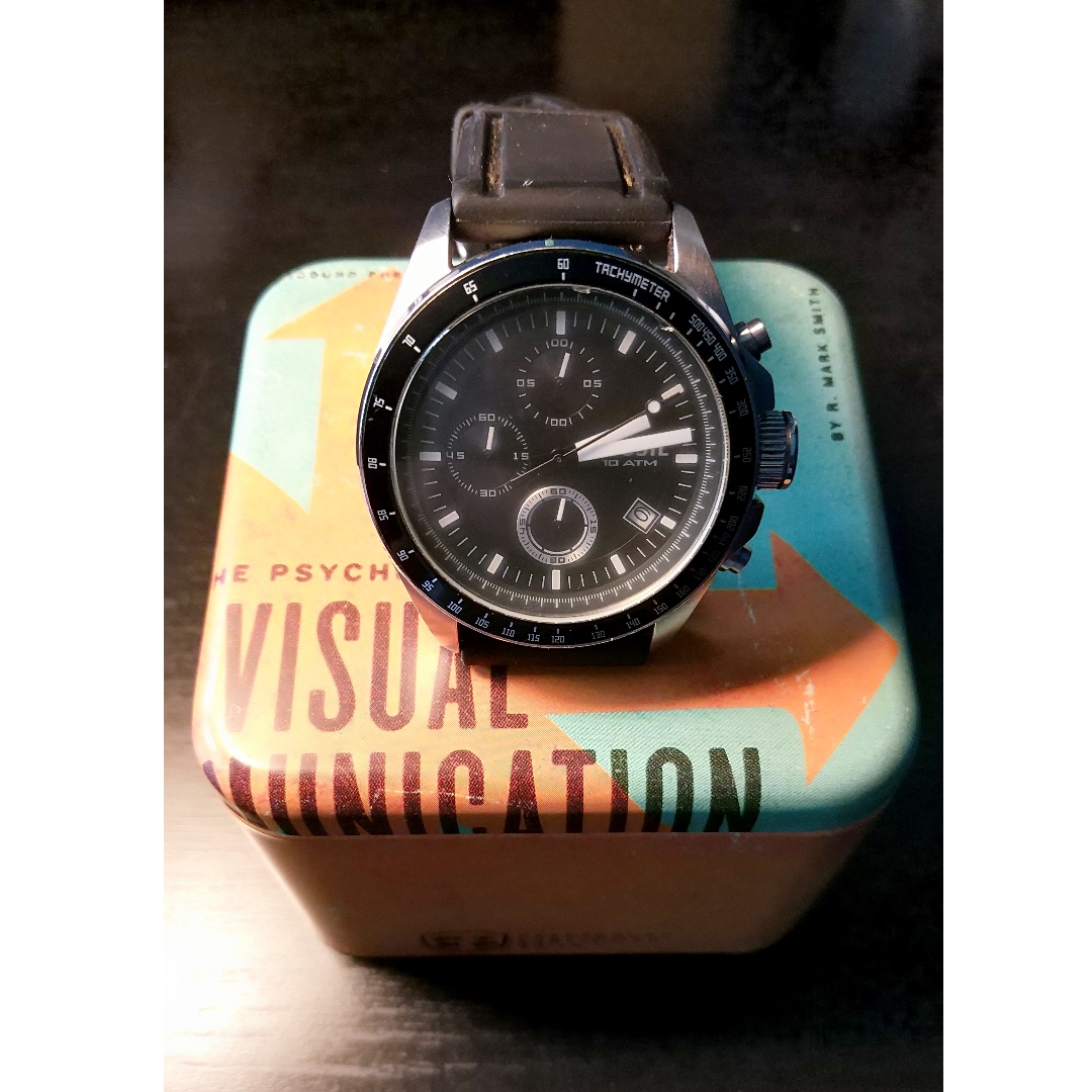 Fossil Decker Chronograph Black Silicone Collector Watch, Luxury 