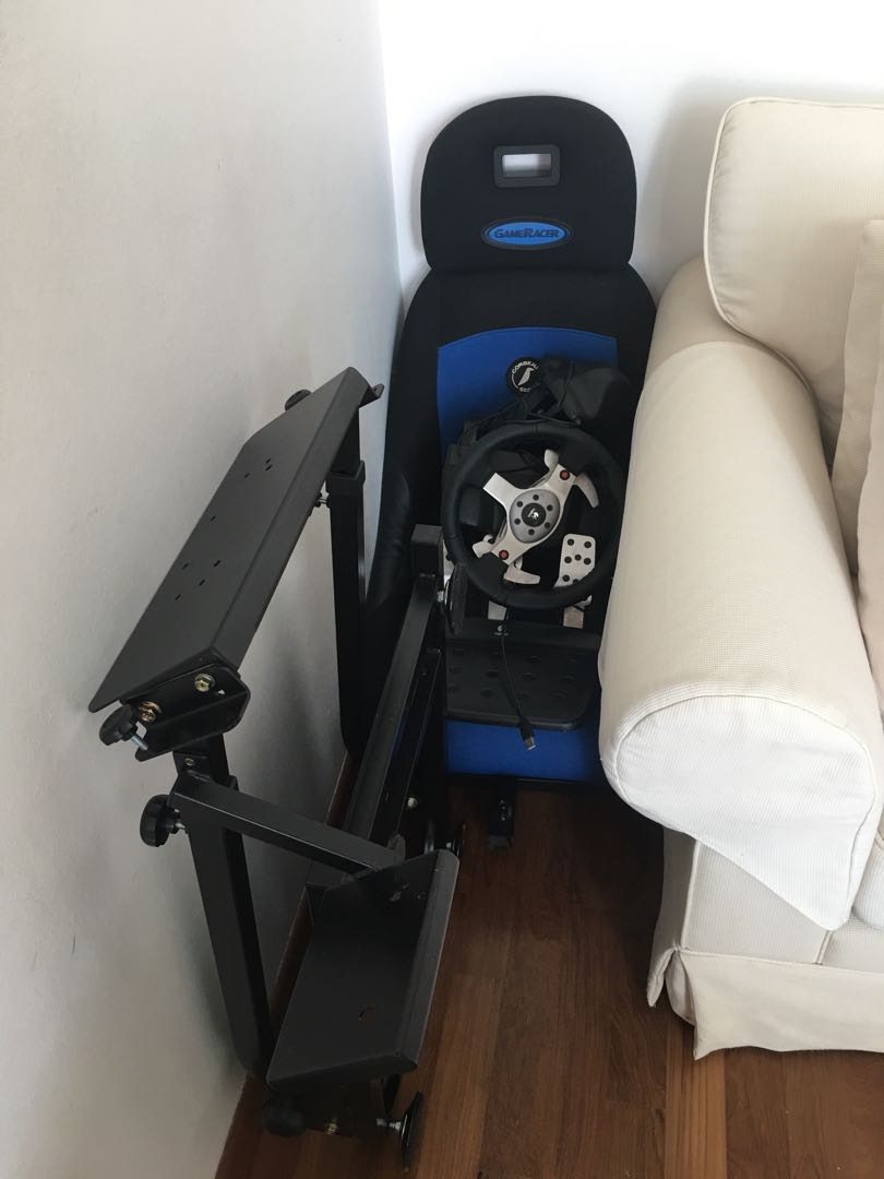 Game Racer and Corbeau Racing Seat and Logitech instruments TV