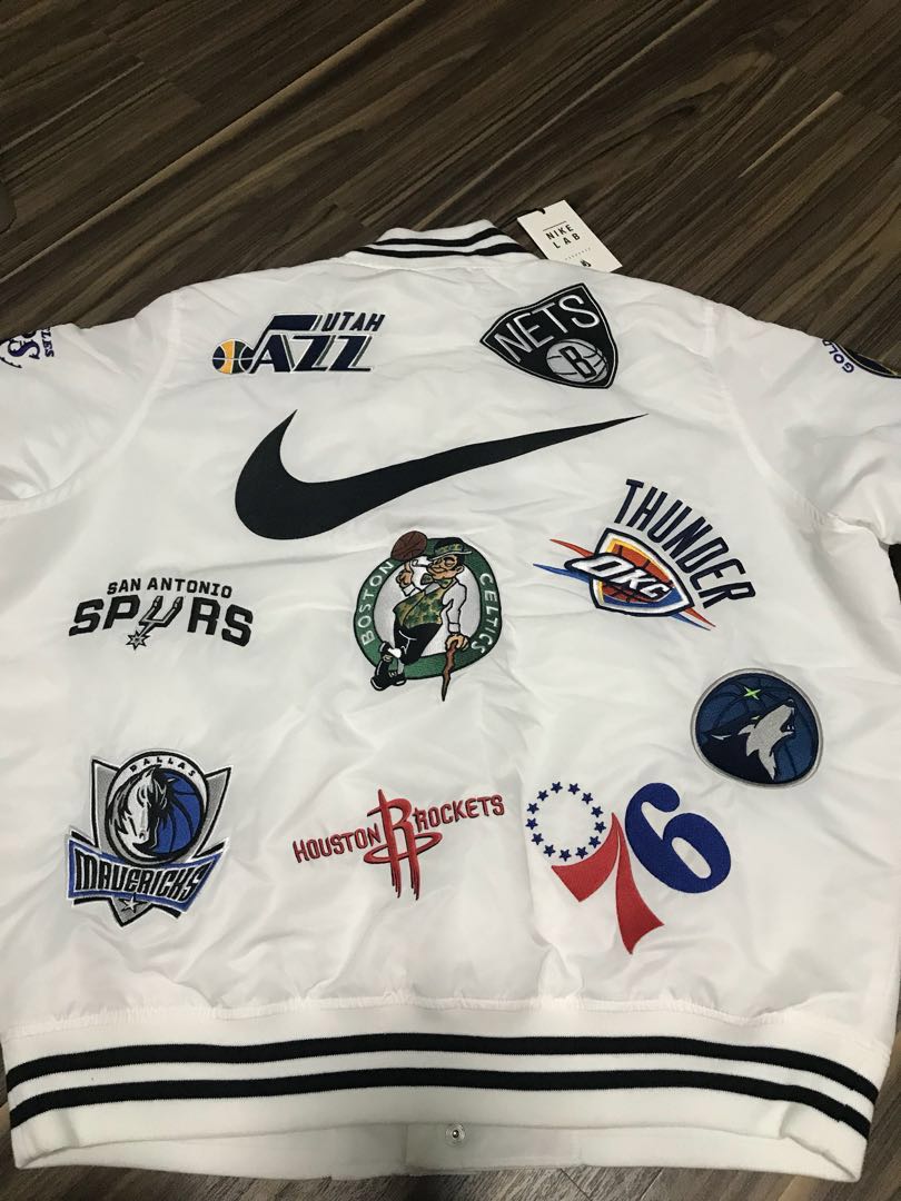 Nike x Supreme x NBA Varsity White Jacket Men s Fashion Tops