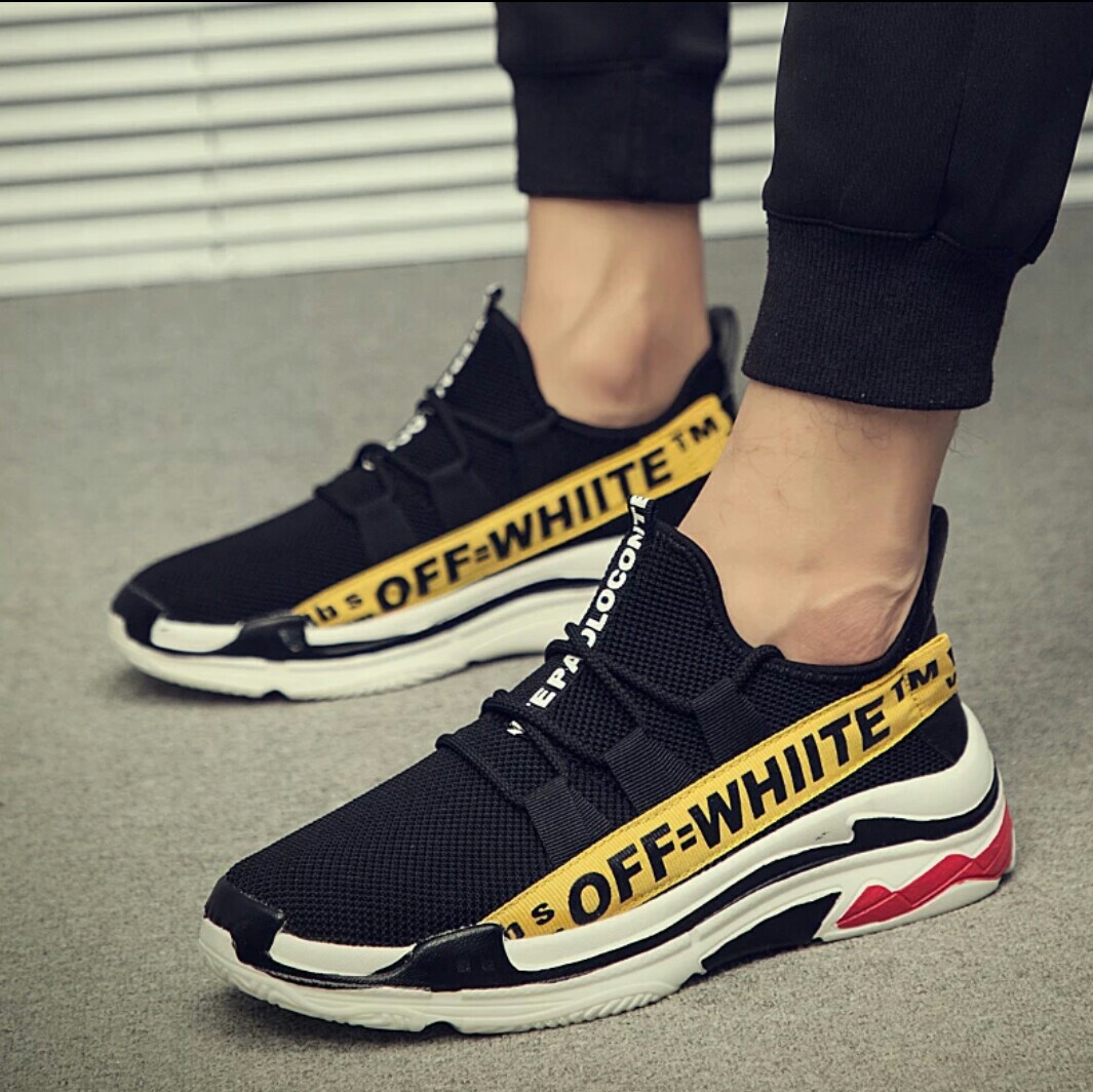 off white black yellow sneakers