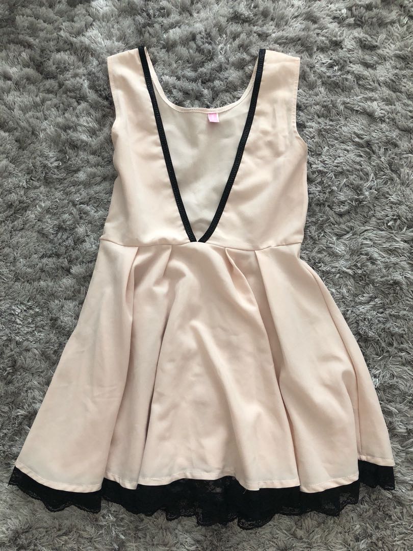 peach color one piece dress