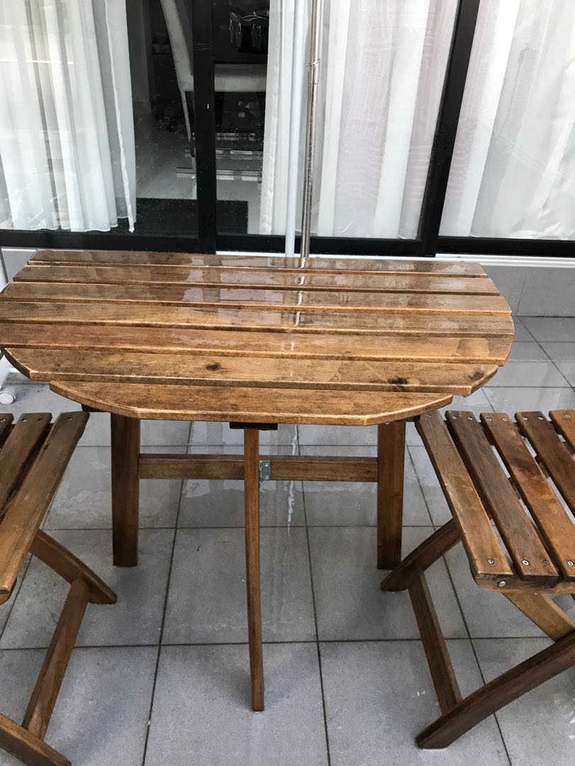 Outdoor Wooden Table And Chair On Carousell