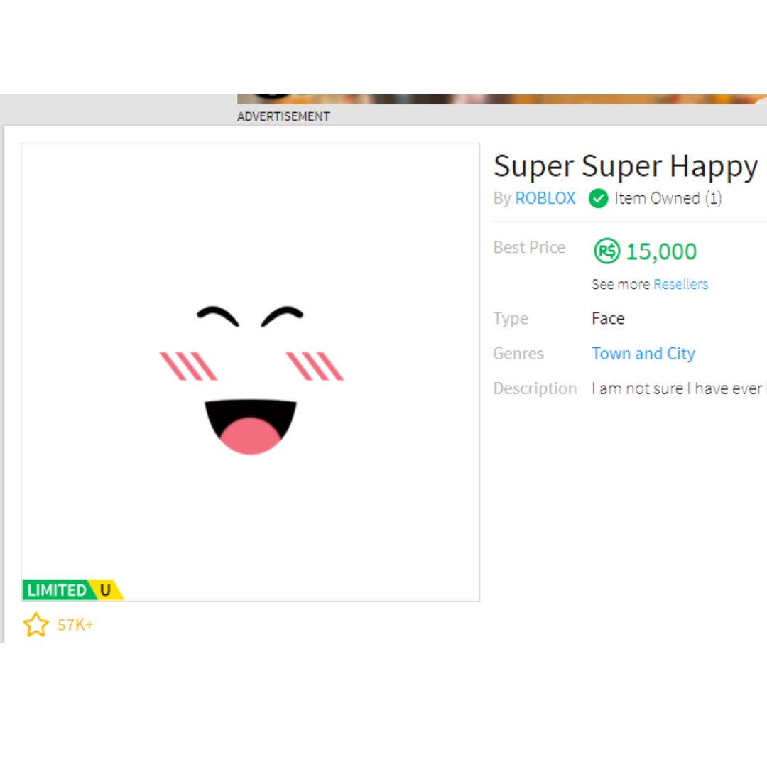 Roblox Super Happy Face On Carousell - excited face roblox