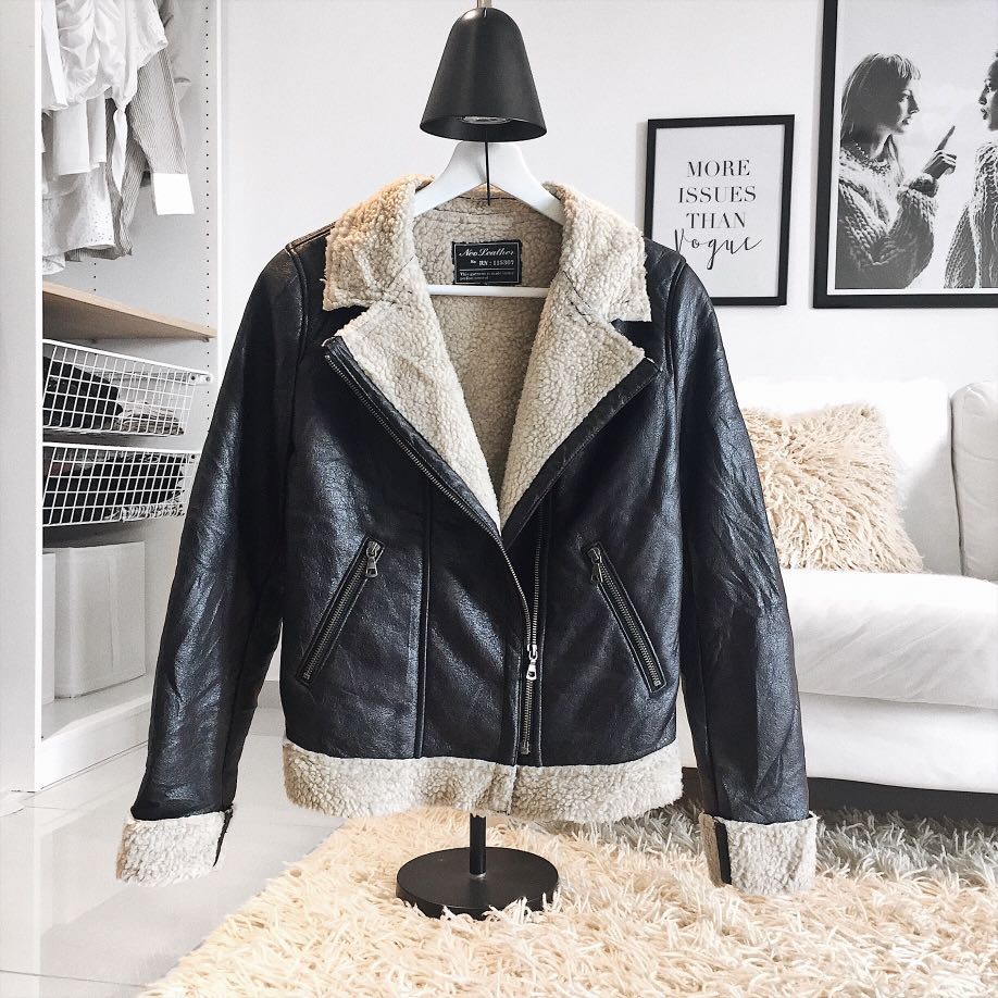 Biker sherpa jacket sale
