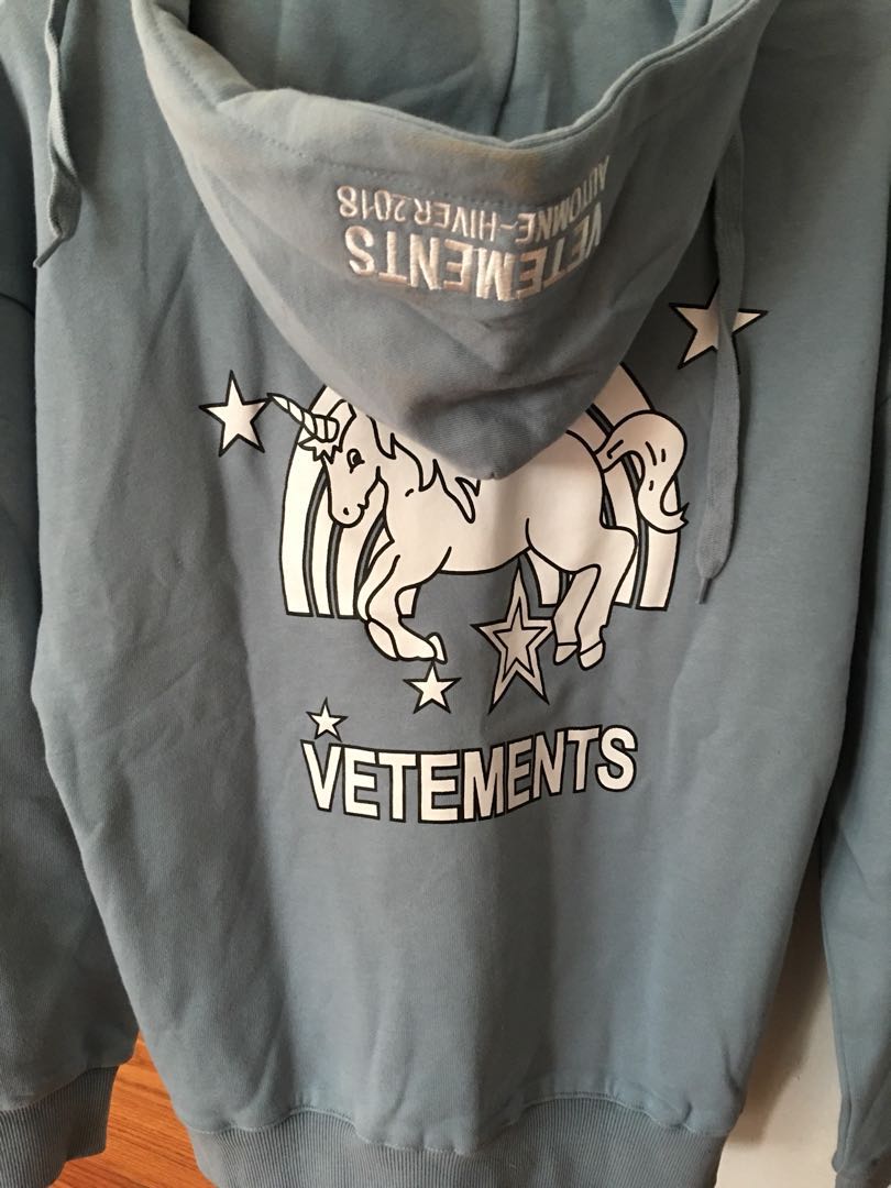 Vetements blue unicorn hoodie on sale