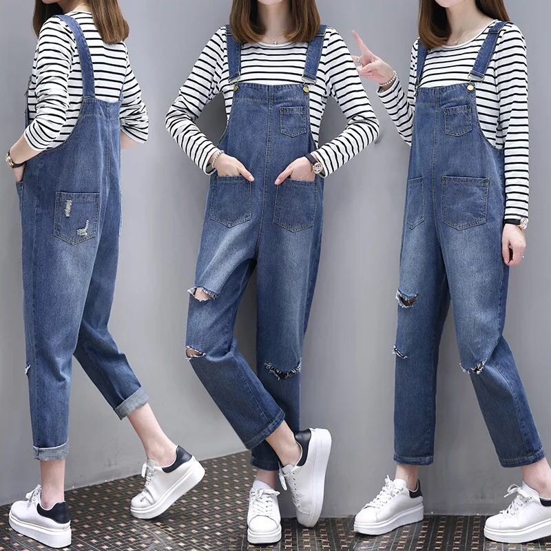 Xl 5xl Women S Suit Korean Version Of The Loose Hole Jeans Pants