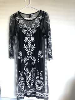 Black embroided dress