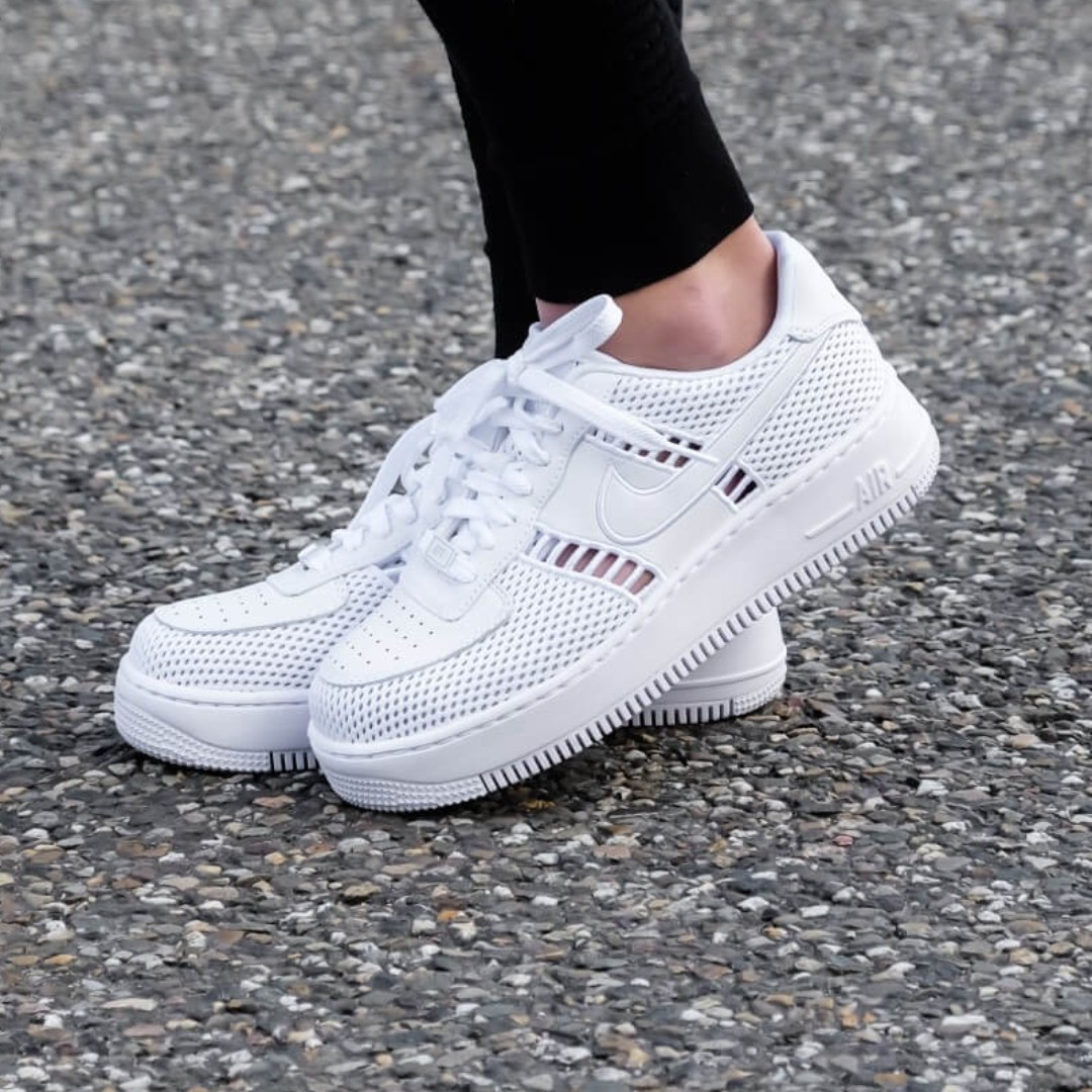 Authentic Nike Air Force 1 Upstep SI Triple White, Women's Fashion, Shoes  on Carousell
